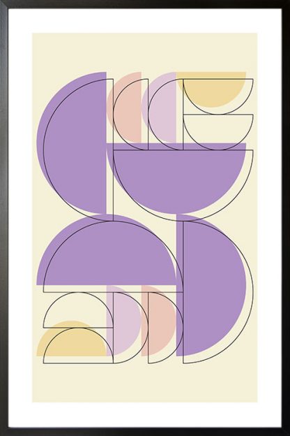 Violet tone half circle and outline poster