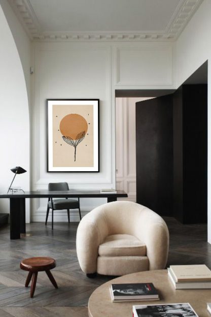 Botanical boho art poster in interior