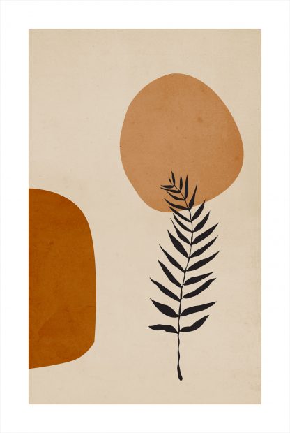 Botanical boho art and shapes poster