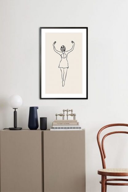 Ballerina line art 3 poster in interior