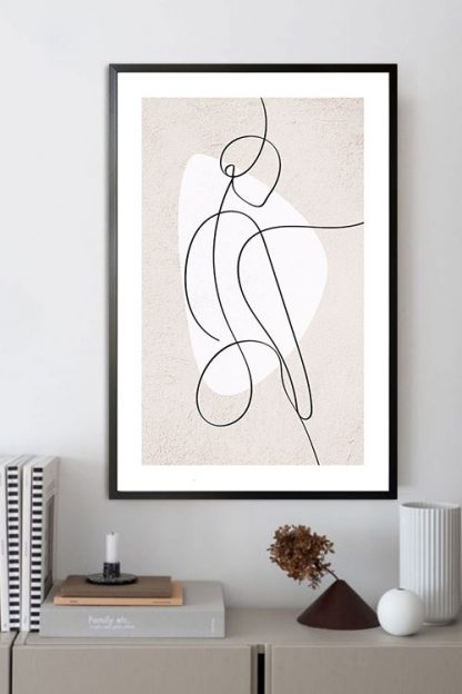 Abstract figure of a women and shape poster in interior