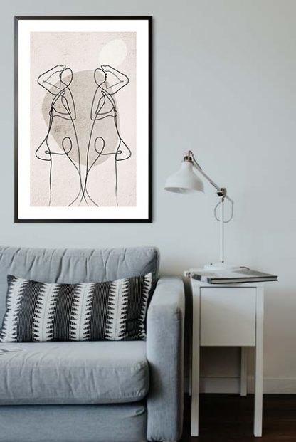 Abstract figure reflection and shapes poster in interior