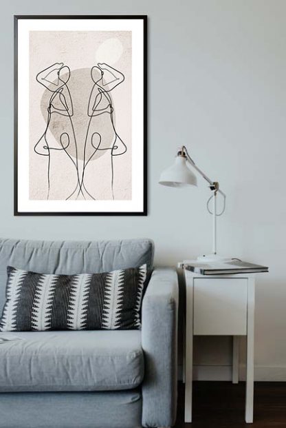 Abstract figure reflection and shapes poster in interior