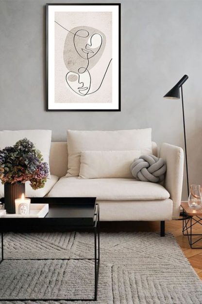 Abstract 2 face figure poster in interior