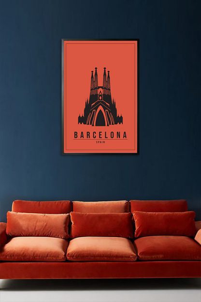 Minimal Barcelona Spain poster in interior