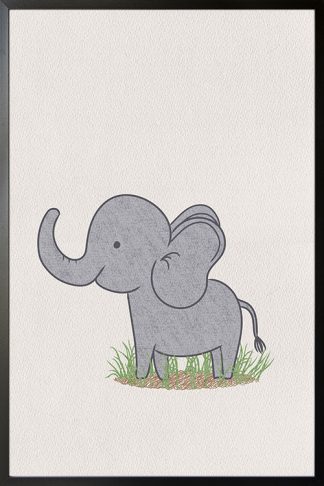 Cute Elephant on grass poster