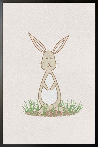 Cute rabbbit on grass poster