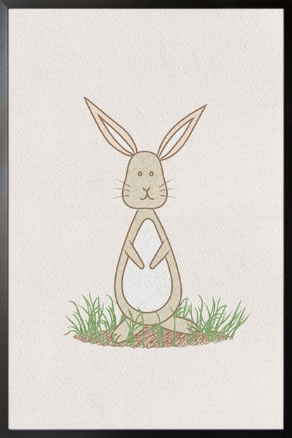 Cute rabbbit on grass poster