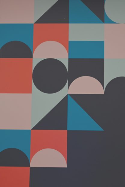 Orange and blue geometric abstract poster