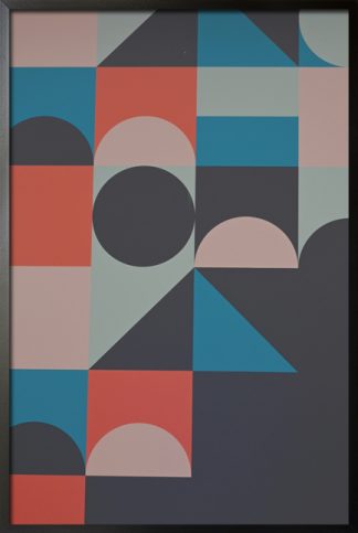 Orange and blue geometric abstract poster