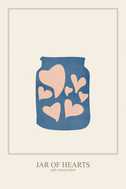 Paper cutout jar of hearts poster
