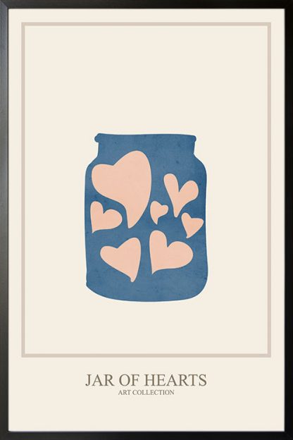 Paper cutout jar of hearts poster