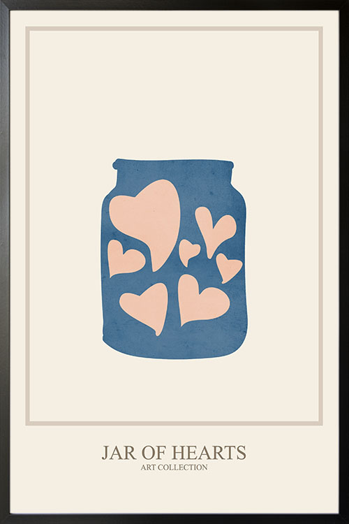 Paper cutout jar of hearts poster