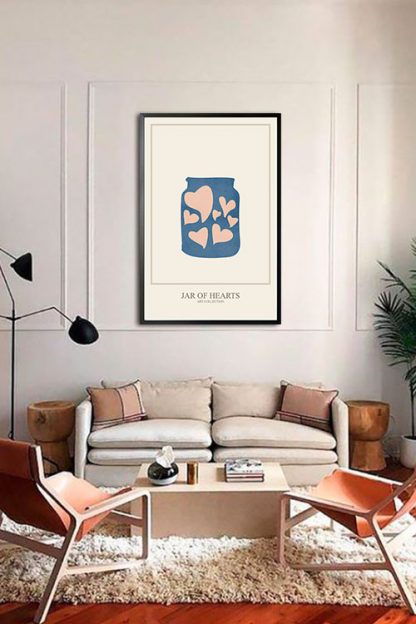 Paper cutout jar of hearts poster in interior