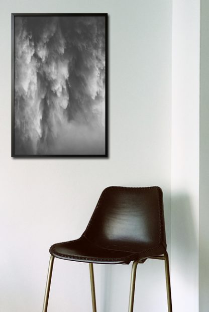 Grayscale smoke poster in interior