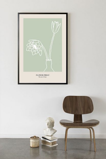 Flower Print Art of lines poster in interior