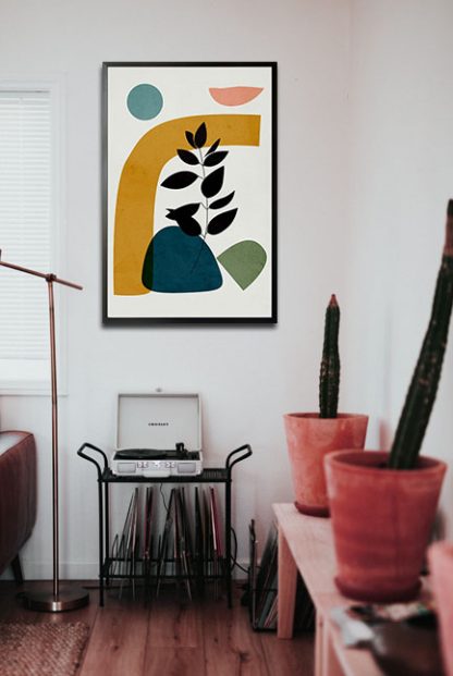 Leaf and abstract shape no. 1 poster in interior