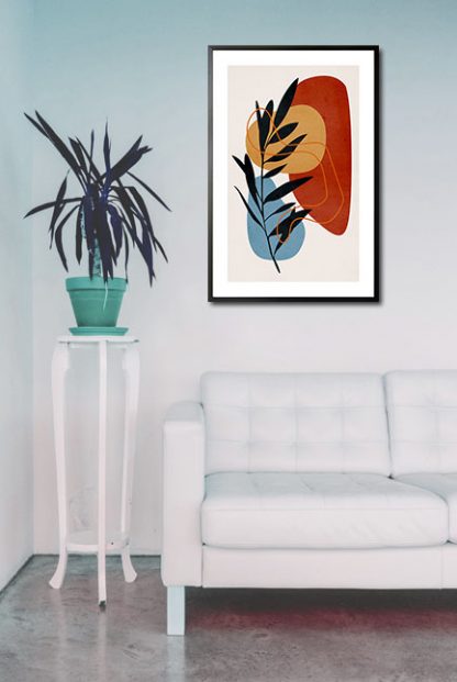 Leaf and abstract shape no. 2 poster in interior