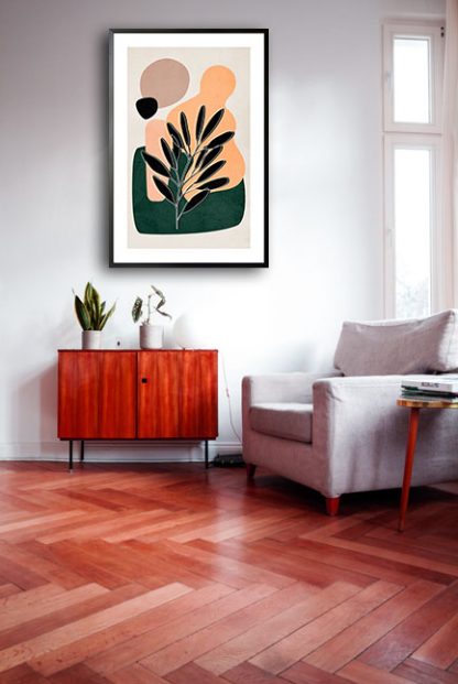Leaf and abstract shape no. 3 poster in interior