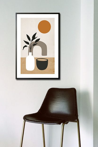 Leaf and abstract shape no. 4 poster in interior