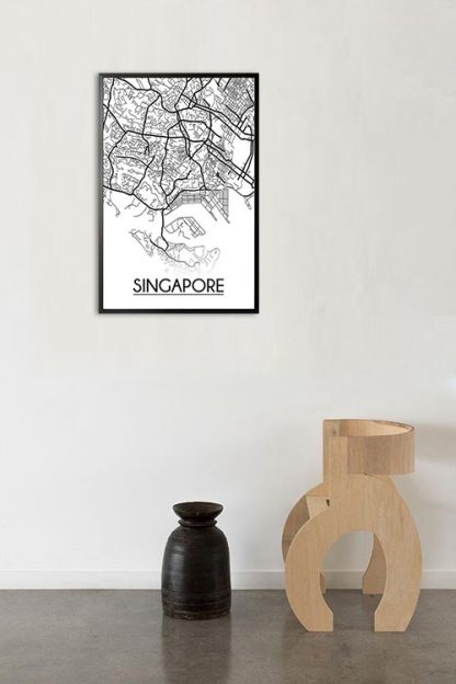 Singapore map Line art poster in interior