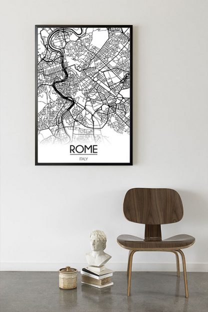 Rome map line art poster in interior