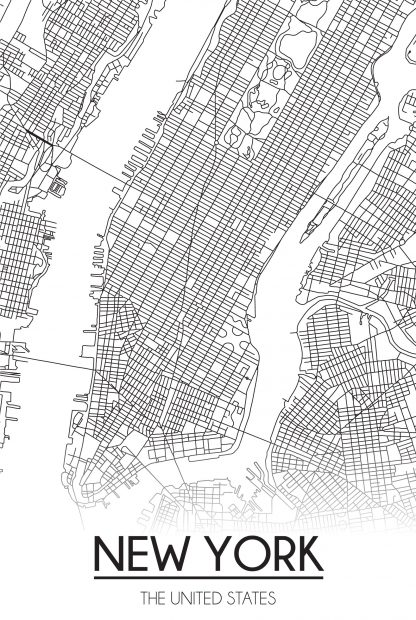 New york map line art poster