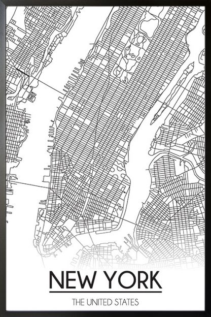 New york map line art poster