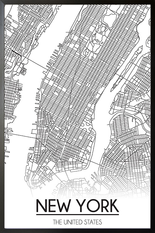 New york map line art poster