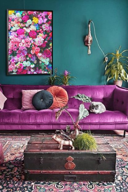 Summer flowers poster in interior