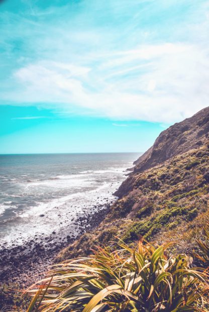 Beach on a blue sky poster