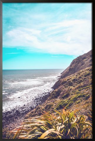 Beach on a blue sky poster