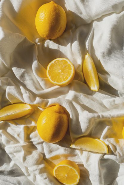 Lemon on white sheet poster