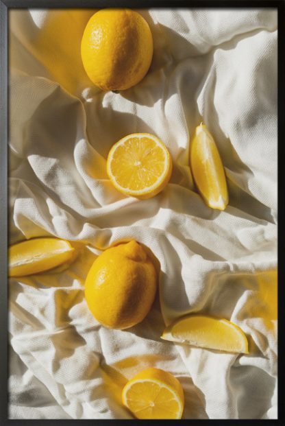 Lemon on white sheet poster