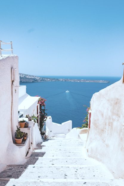 Santorini stairs poster