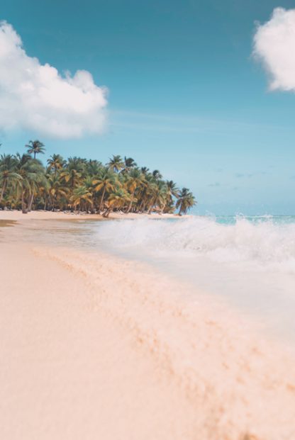 Beach view and water splash poster