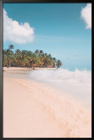 Beach view and water splash poster