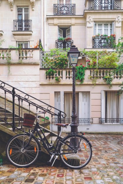 Bike on lamppost poster