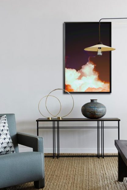Clouds with sunburst poster in interior