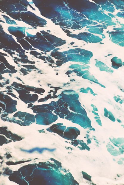 Blue water waves on canvas 2 poster