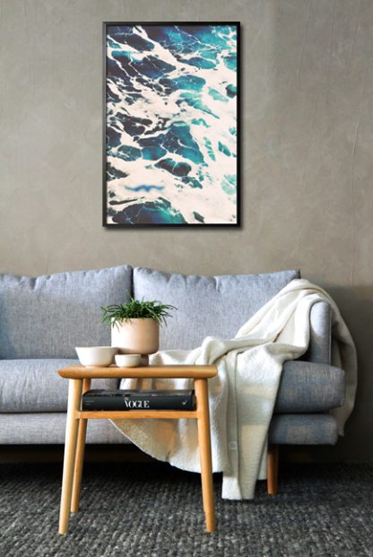 Blue water waves on canvas 2 poster in interior