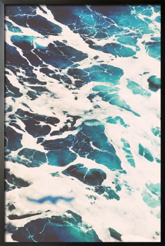 Blue water waves on canvas 2 poster