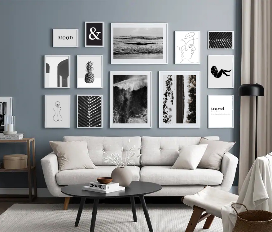 Black & white theme poster wall from artdesign.ph