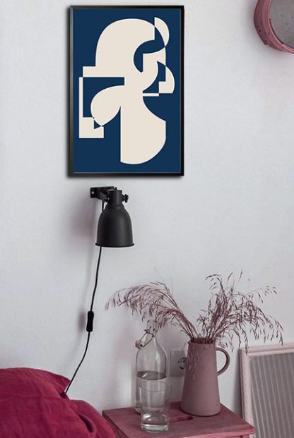 Abstract Blue and shapes poster in interior