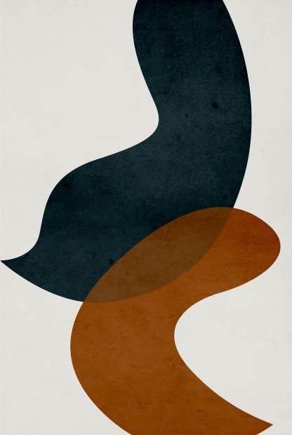 Abstract Textured brown and blue shapes poster