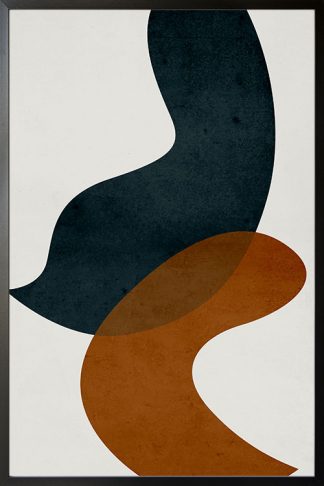 Abstract Textured brown and blue shapes poster