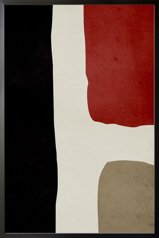 Abstract Textured red black and beige poster