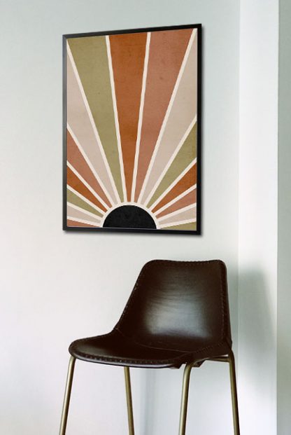 Boho sun poster in interior