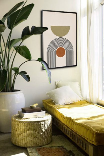 Boho shape and lines patterns poster in interior