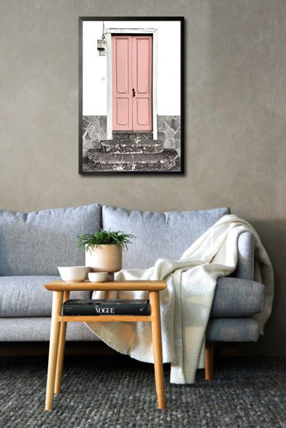 Pink door poster in interior